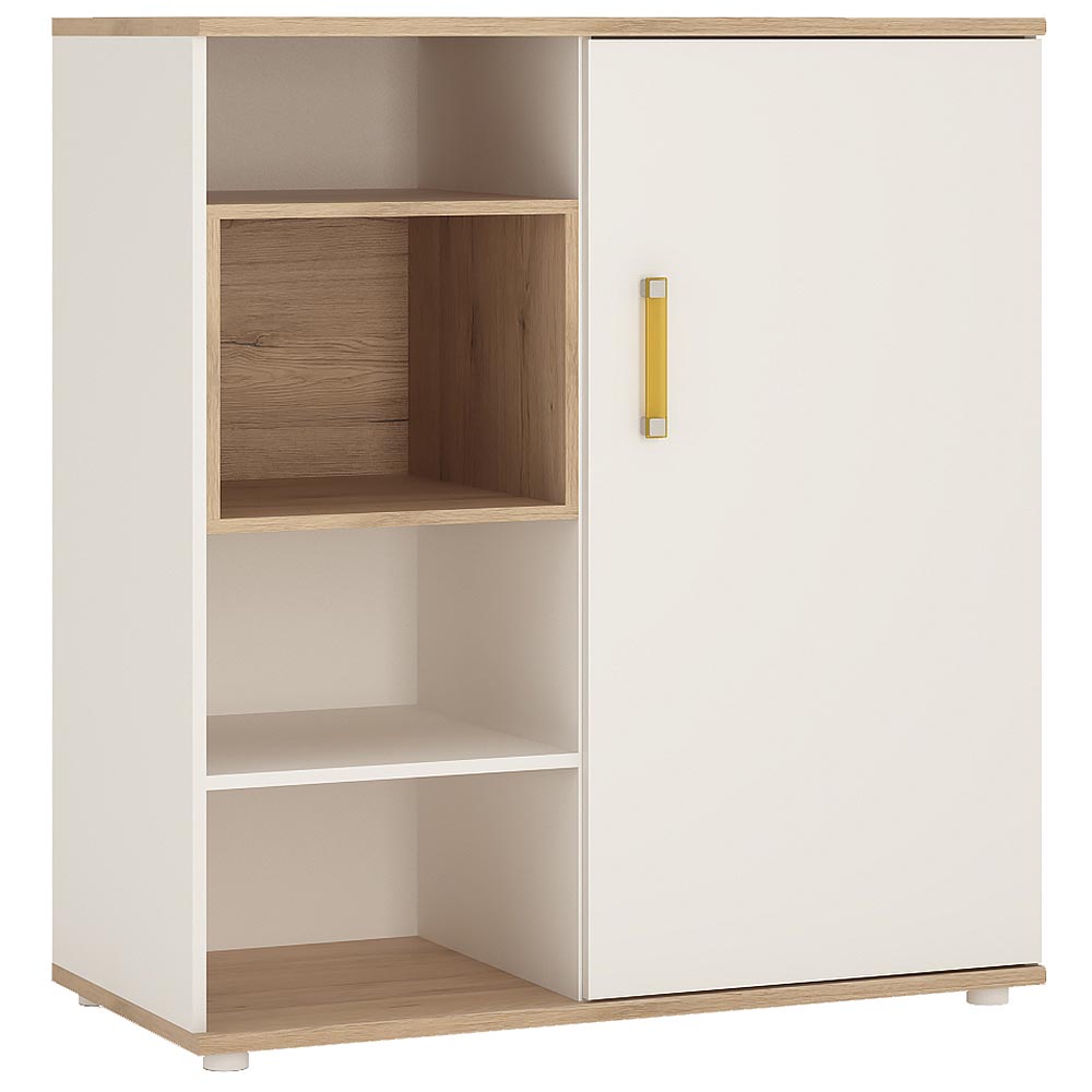 4KIDS Low cabinet with shelves Sliding Door orange handles